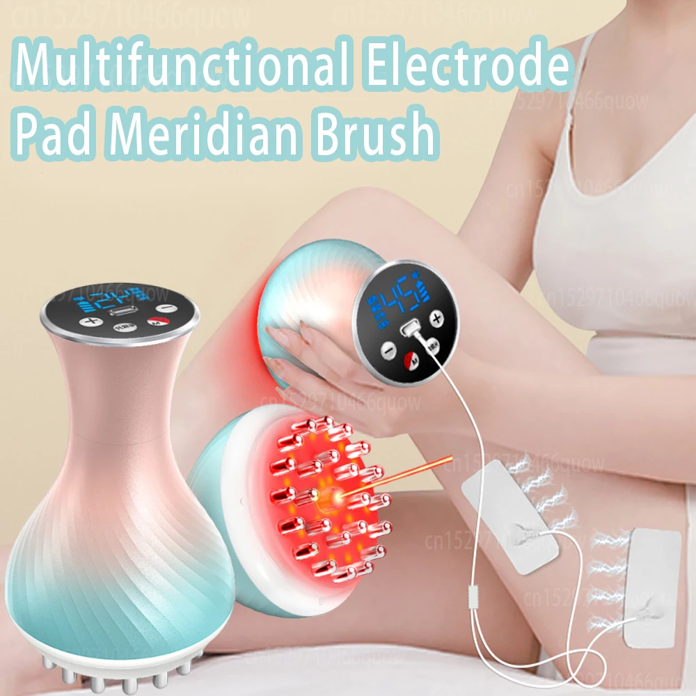 

Electric Meridian Brush With Electrode Pad Scraping Hot Compress Abdominal Back Massager Microcurrent Body Massage Device