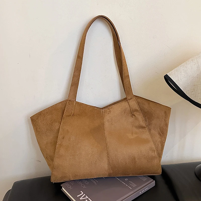 

Осень-зима, Новое поступление, повседневная сумка на одно плечо в стиле ретро, модная женская сумка-тоут большой емкости Lazy Sle, мягкая замша