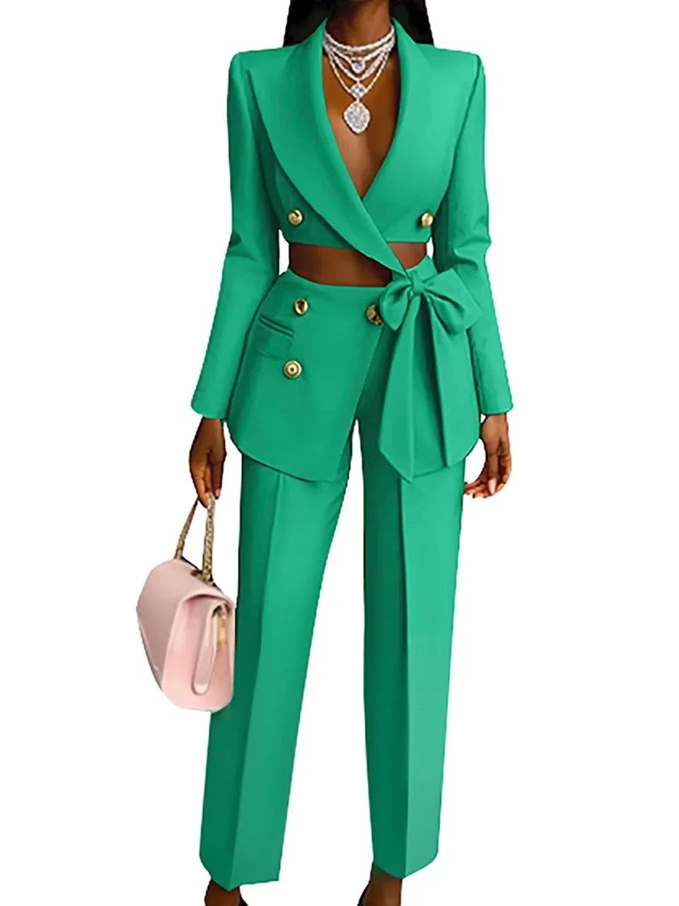 

Women's Casual Faion Color Long Sve Pants Set Lightweight Summer Outfit Two-Piece Suit Adult Comfortable Clothing