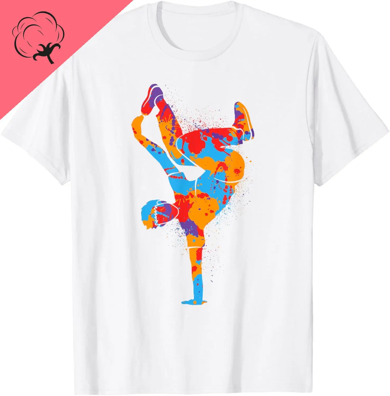 Breakdancing Colorful Street Dancing Boys Men Breakdancer T-Shirt Funny Shirt Breathable and Comfortable Cotton Ropa Hombre