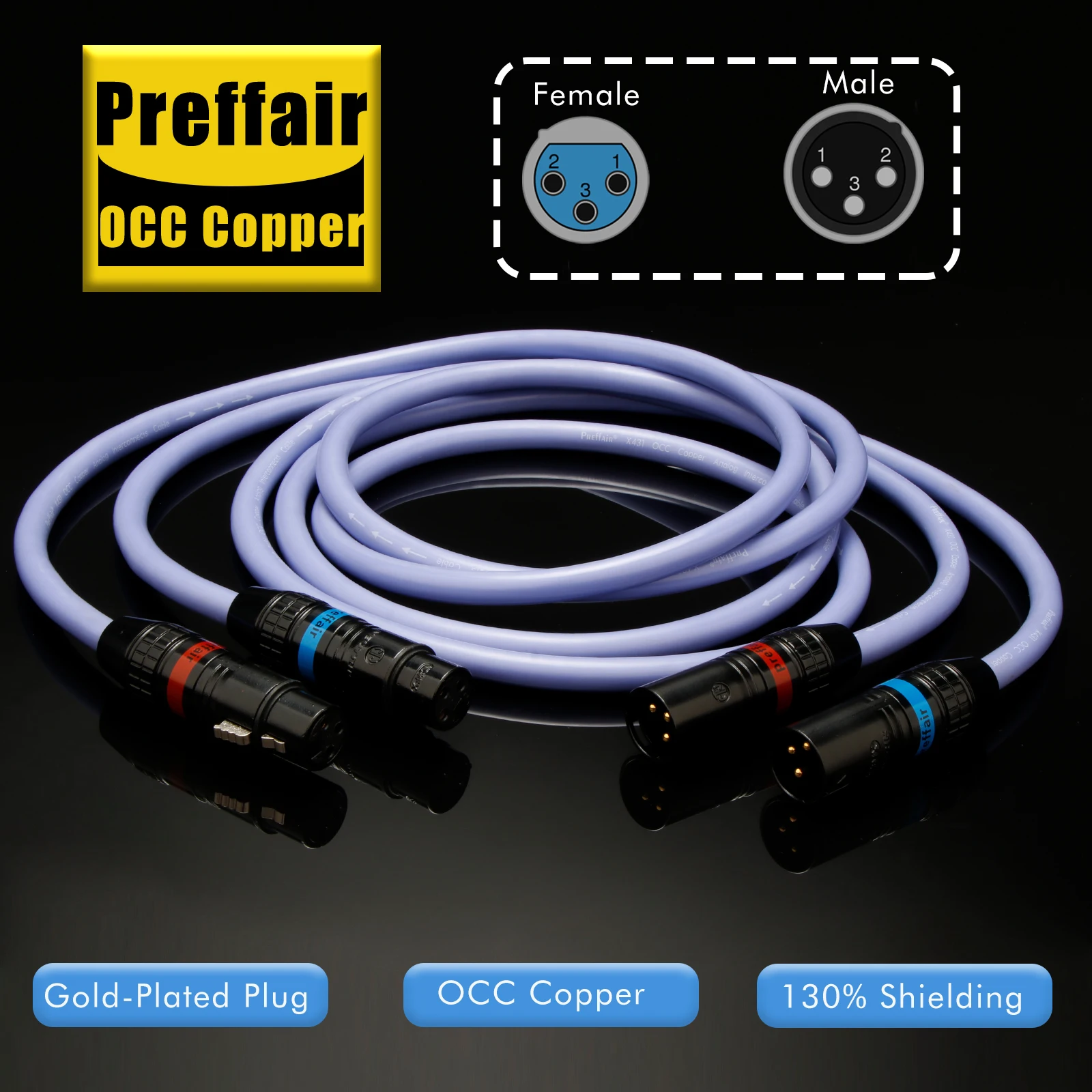 Preffair X431 OCC Copper XLR/RCA Cable Hi-End Balanced Signal Line Gold Plated Plugs Audio Cables for cCD/DVD/DAC/AMPS/Mixer