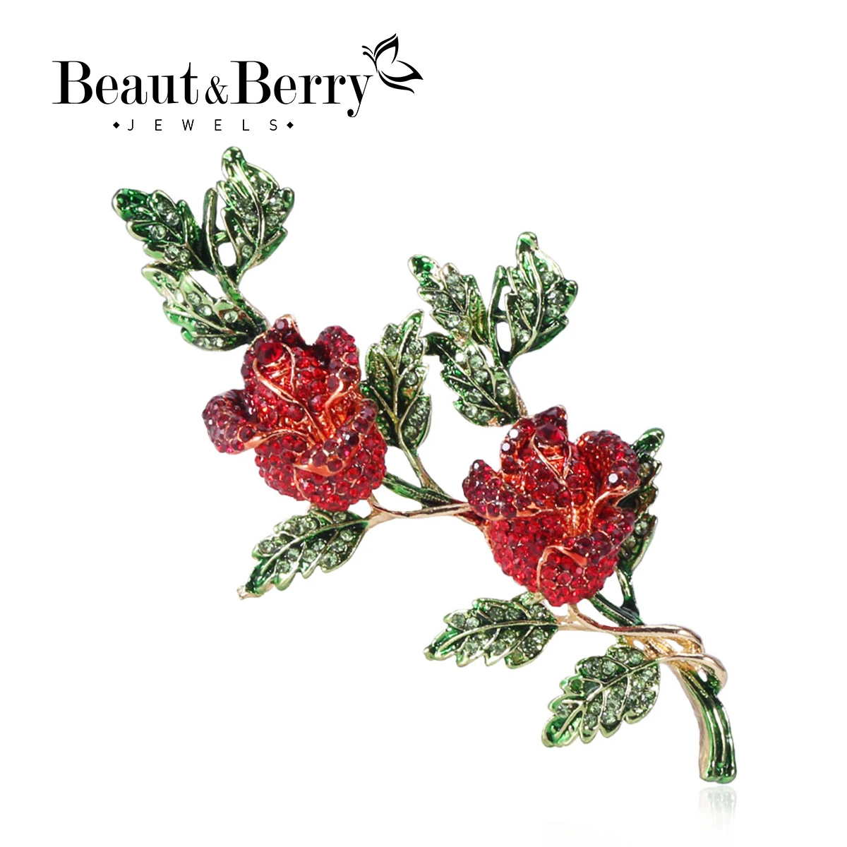 

Vintage Rhinestone Rose Brooches for Women Unisex Flower Pins 2-color Available Casual Party Accessories Gifts