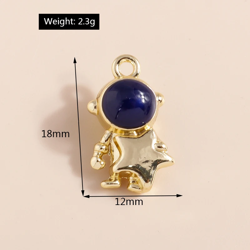 Mix 8 Stück Goldfarbe Herz Mond Sterne Bär Kristall Perlen Charms für DIY Schmuckherstellung Zubehör Anhänger Halskette Ohrringe – Detail 10