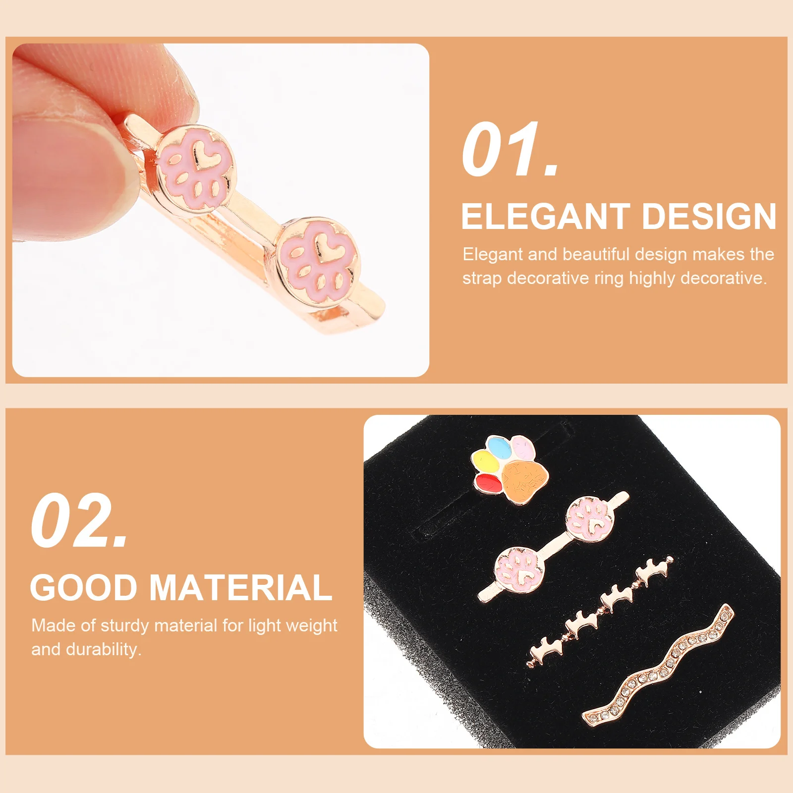 

4pcs Diamond Decorated Watch Strap Charms Sturdy Lightweight Smartwatch Band Ring Loop For Silicone Watchband Watchband