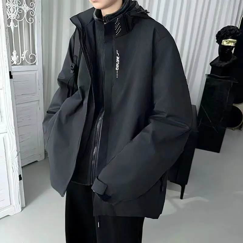 

American Sle Outdoor Windproof Waterproof Men's Jaet High Collar Tee-in-One Faion Brand Large Size Outdoor Coat