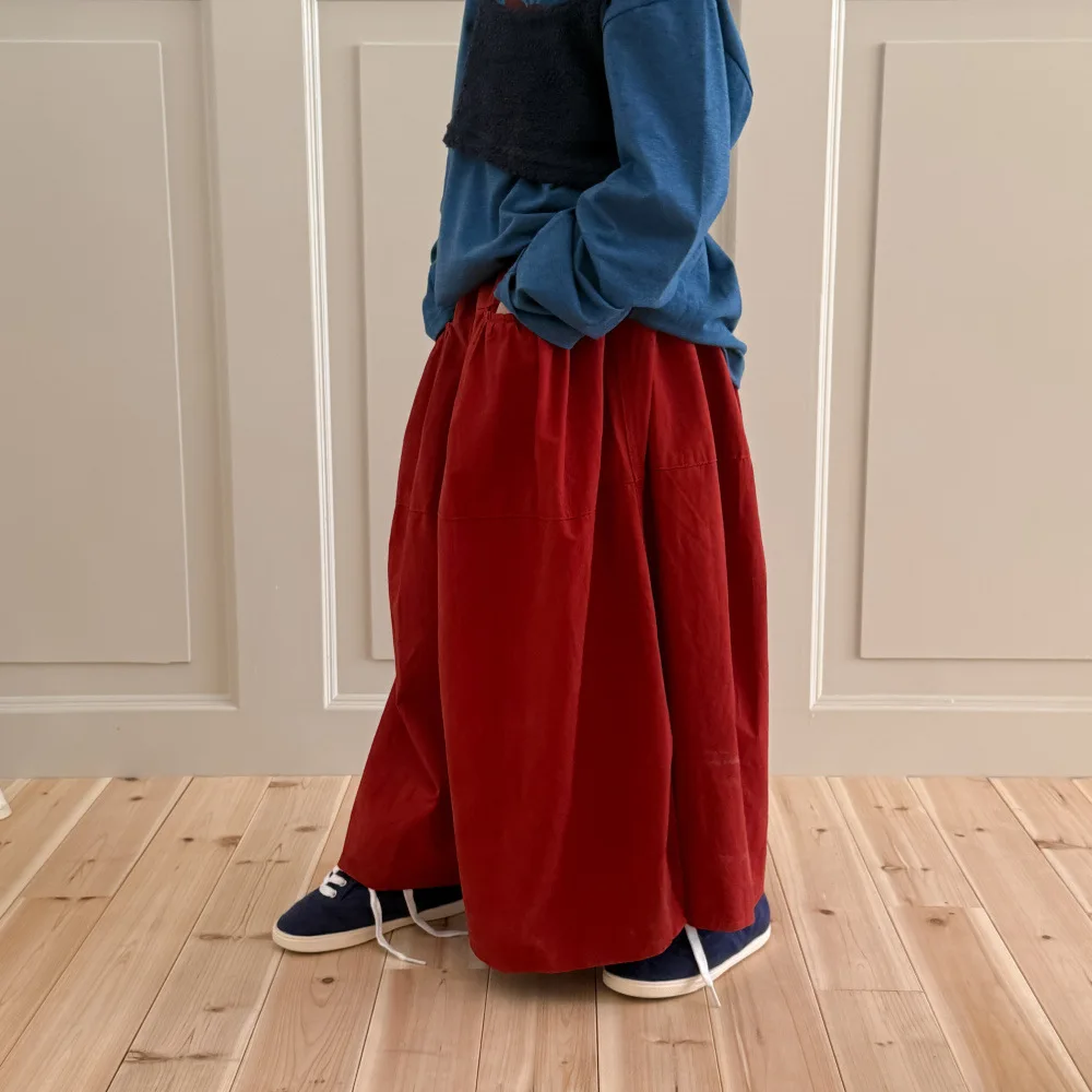 Girl Pants 2025 Autumn New Children's Clothing Korean Style Girl Baby Loose Red All Build Wide Leg Pants Casual Simple Daily
