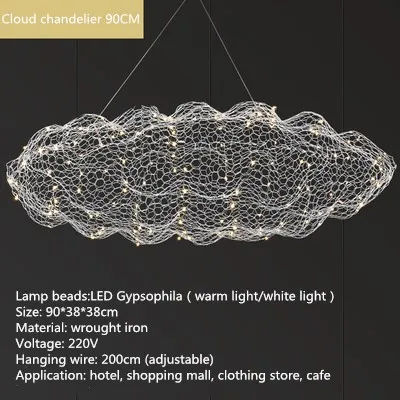 Luminaire suspendu nuage doré TAONUANSHU 7