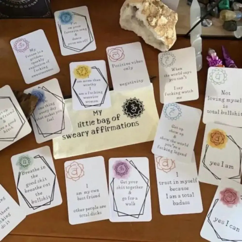 16Pcs/Set Affirmation Card Self-improvement Sweary Affirmation Card with Storage Bag Best Friend Self-Worth Gift Birthday Card
