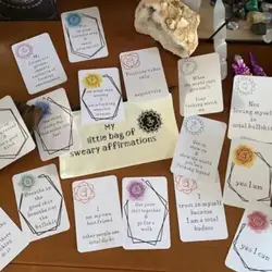 16Pcs/Set Affirmation Card Self-improvement Sweary Affirmation Card with Storage Bag Best Friend Self-Worth Gift Birthday Card