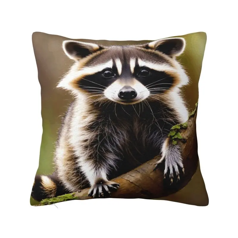 Funny Raccoon Cushion Cover 55x55 cm Polyester Soft Throw Pillow Case For Sofa Chair Home Decor Pillowcase