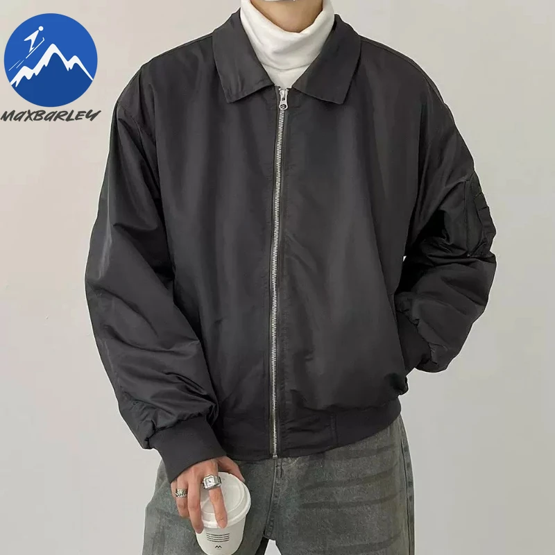 

Куртки с блестками Maxbarley, мужские уличные свободные бейсбольные костюмы с лацканами, верхняя одежда, осень 2024, мотоциклетная ветрозащитная куртка Normcorers