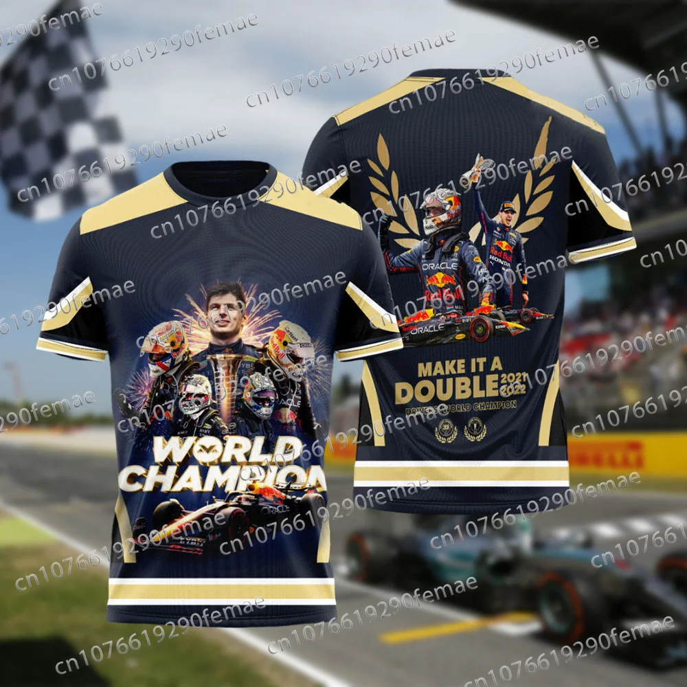 

2025 Latest Dutch F1 King Champion Printed Pattern Men's T-shirt Short Sleeve Daily Street Casual Fashion Racing Top
