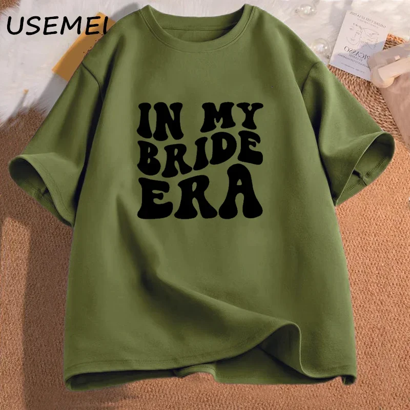 In My Bride Era T-shirts Engagement Bachelorette Trendy Tshirt Cotton Short Sleeve Female Clothing Vintage Bride Party Tee Shirt