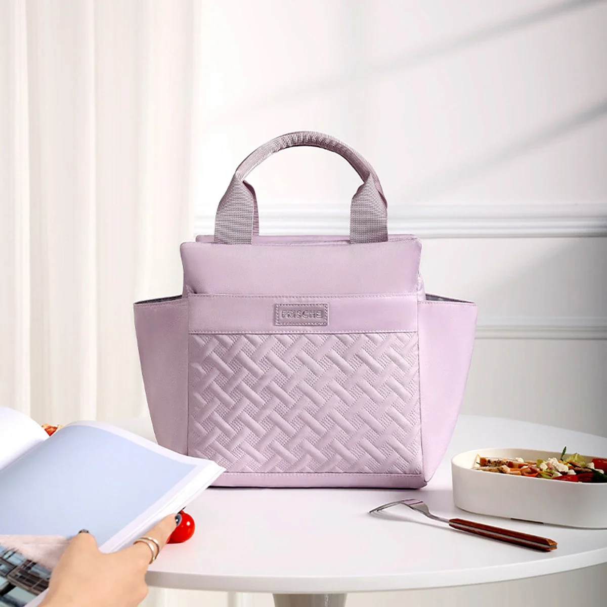 10L Große Kapazität Isolier-Lunch-Tasche für Studenten und Büro, Handgehaltene Aluminiumfolie-Isoliertasche, Frischhalte-Kühltasche – Detail 9
