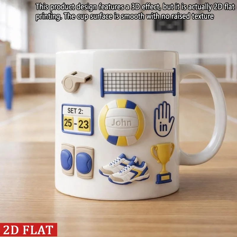 Personalized Volleyball Ceramic Mug Custom Name Match Score 2D Printing Coffee Cup Gift for Players