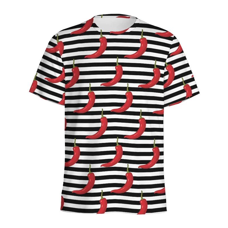 Colorful Peppers 3D Printed T-shirt For Men Summer Casual Short Sleeve Pullover O-Neck Tees Chili Pattern Tops Street T Shirts image 4