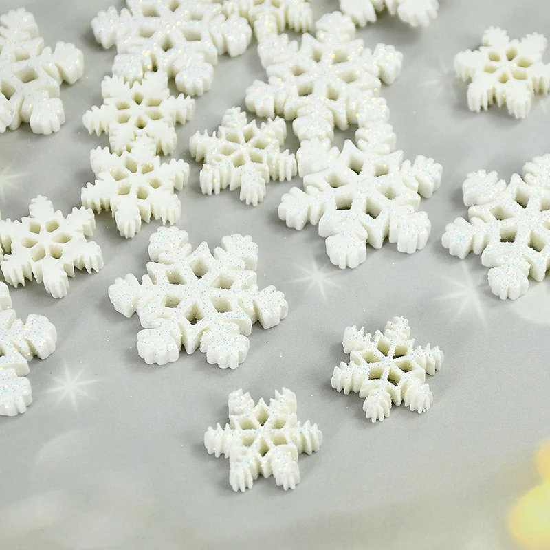 Mini Size 20Pcs Resin Snowflake Ornament Christmas Ornament Decorations for Home Xmas Ornament Artificial Snowflake Decor