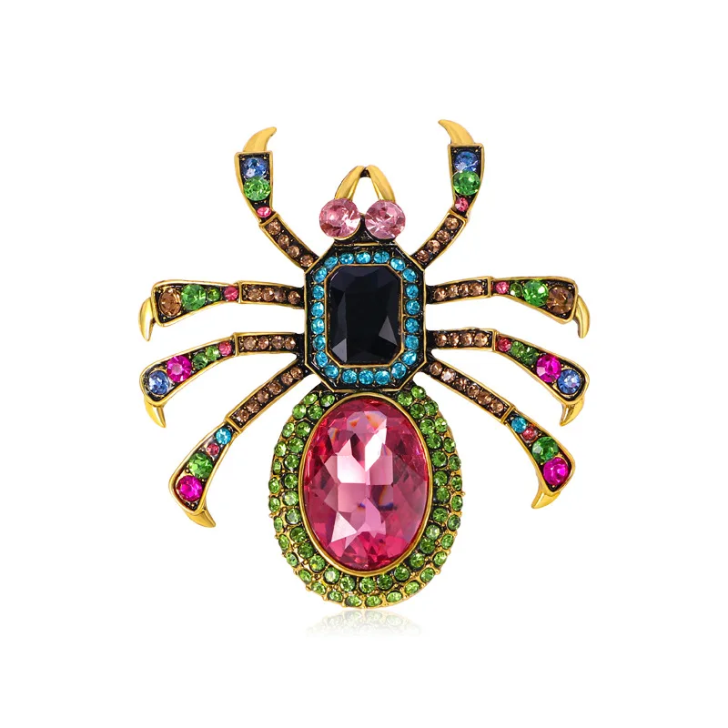 SKEDS Luxury Spider Big Sizs Rhinestone Classic Brooches Pins For Women Men Fashion Vintage Retro Insect Crystal Corsage Buckle