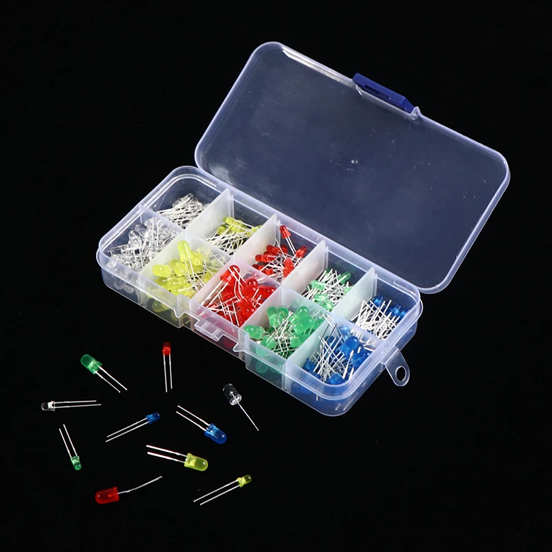 200Pcs Assorted LED Diodes Kit 3mm 5mm Mixed Color 3V 20mA Light Emitting Diodes DIY Electronic Components