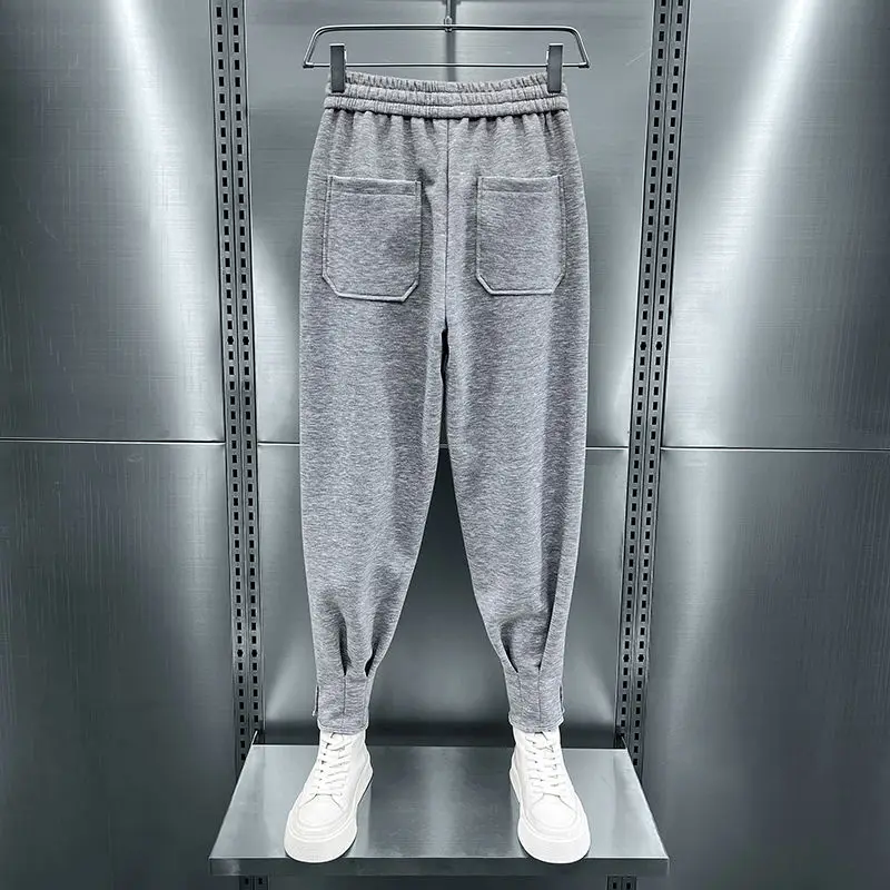 2024 Brand Men's Casual Sports Pants Korean Style Fashion Bind feet Button Outdoors sweatpants Men Elastic Bunched Foot Trousers