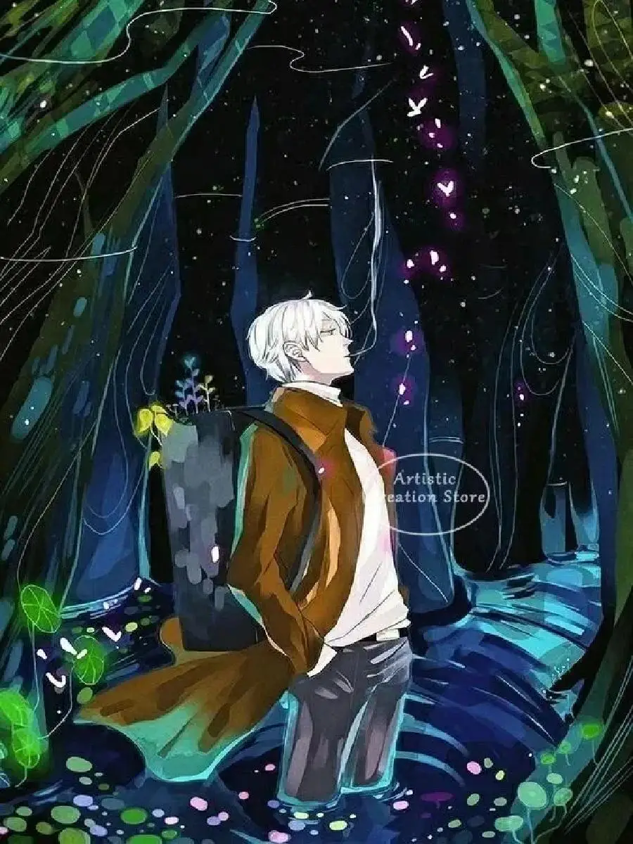 Mushishi Anime Poster Classic Japanese Cartoon Wall Art Canvas Print for Bedroom & Kids Room Decor