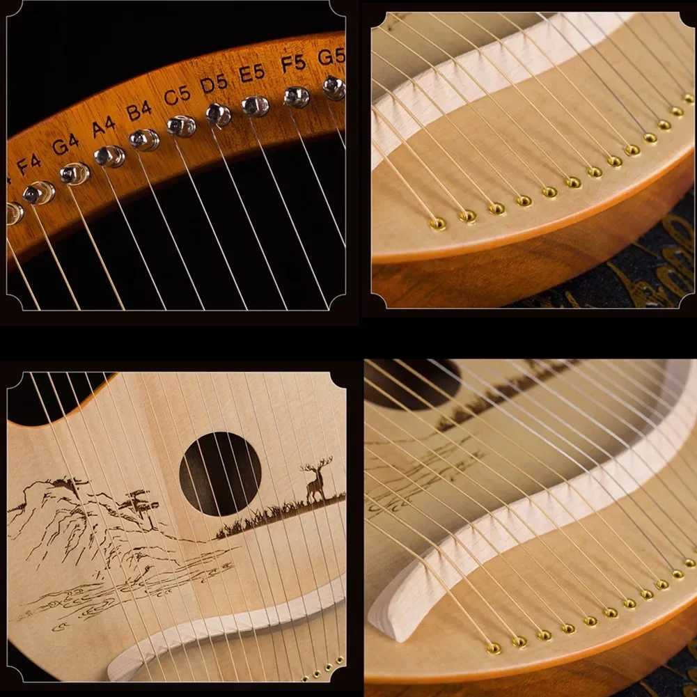عالية الجودة 19 سلسلة قيثارة الماهوجني أداة عزف موسيقى مع سلاسل احتياطية ضبط وجع آلة موسيقية كلاسيكية يونانية #5