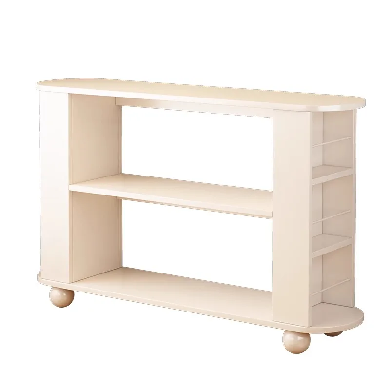 Cream style bookshelf , living room integrated wall to wall display rack, simple multi-layer iron storage rack