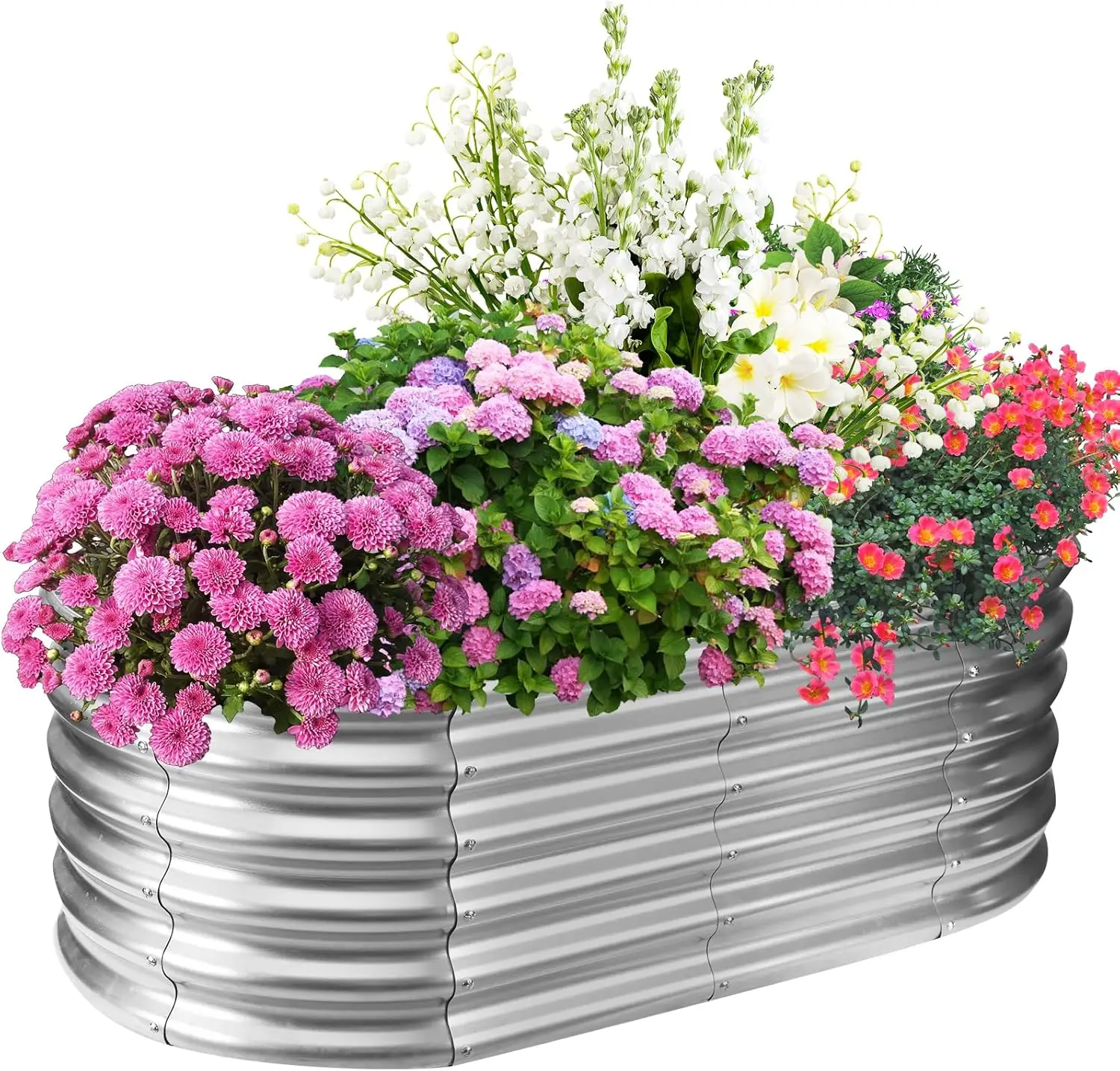 

17" Tall Elevated Oval Metal Raised Garden Bed - 4ft x 2ft in Size and 0.8MM Thick Durable Planter Bed/Box for Vegetables Flower