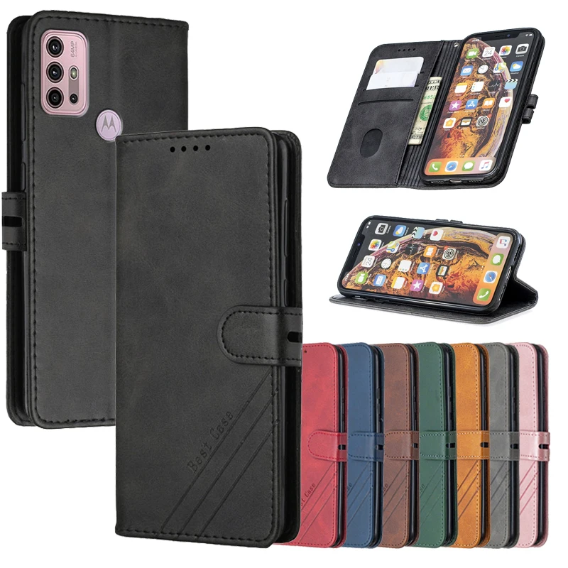 Leather Flip Case on For Motorola Moto G Power 2020 G Play MotoG Stylus Pure 2021 2022 Magnetic Cases Stand Wallet Phone Cover