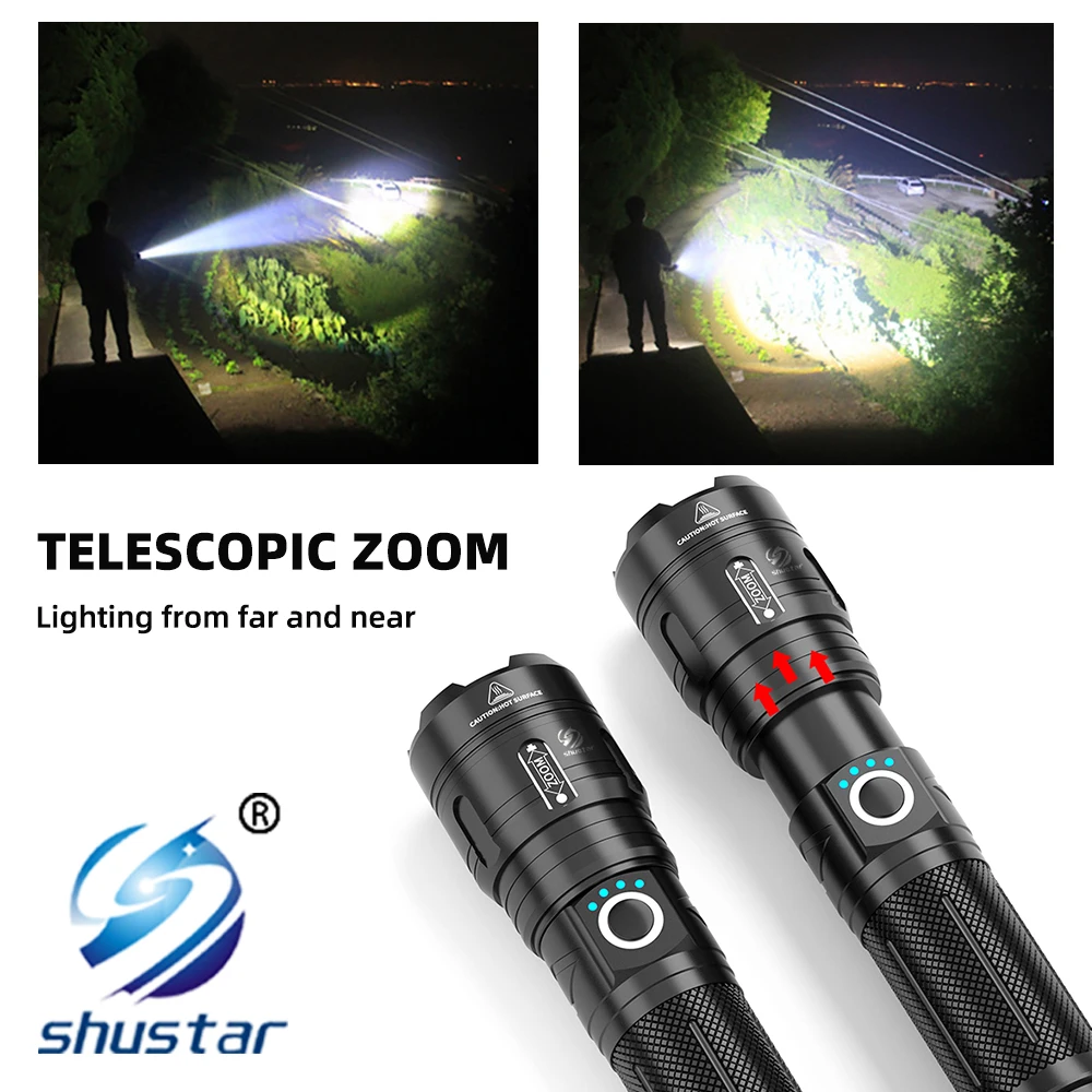 Super Bright Led Flashlight XHP50.2 Lamp Beads With Power Bank Function Camping Powerful High Flashlights Portable Lighting