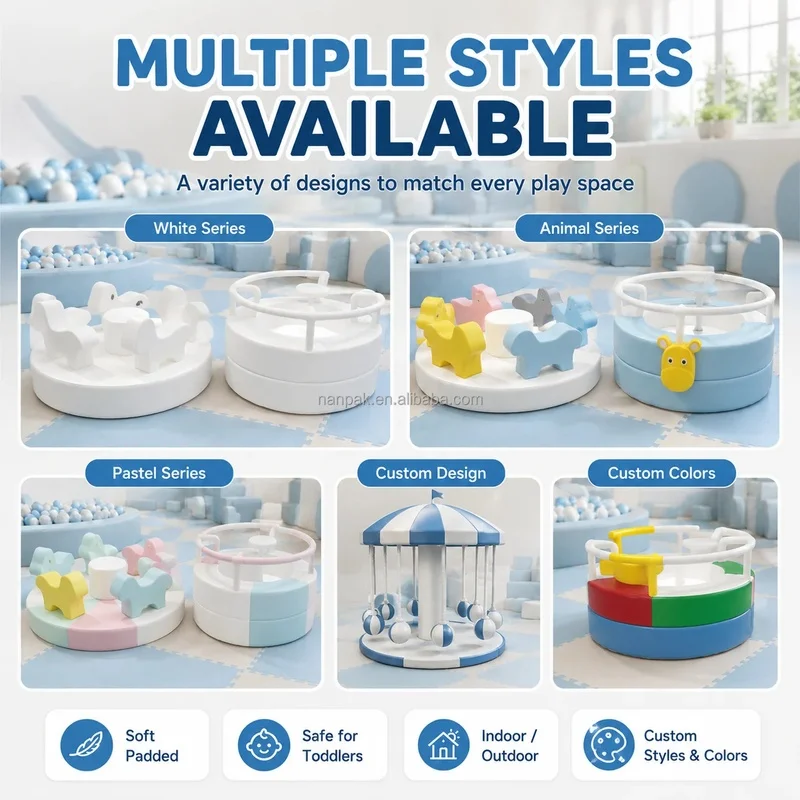 Kids Indoor Outdoor Soft Play Spin Carousel Ride Playground Merry Go Round Children Amusement Equipment Set for Party Rental