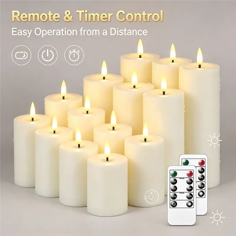 2026 New 12Pcs LED Waterproof Candle Lights With 2 Remote Controls (5.5X11cm)