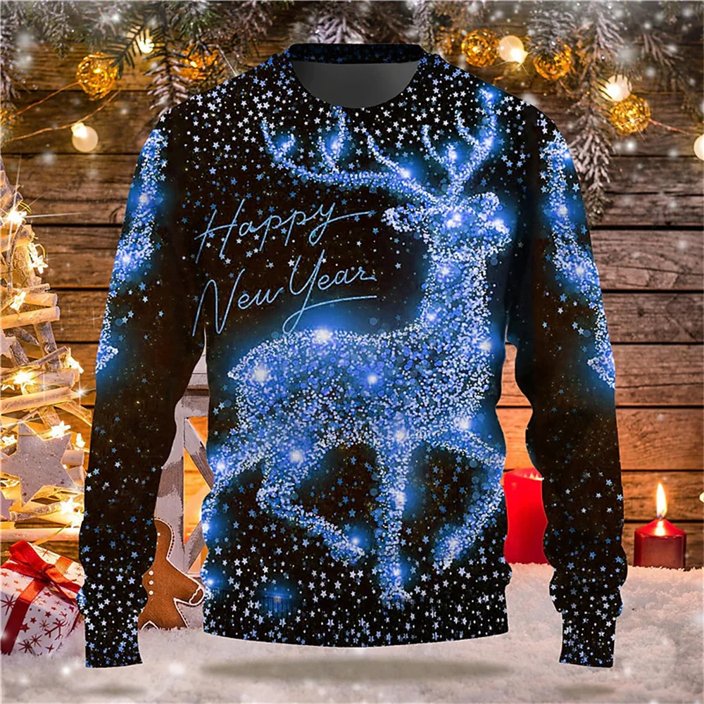 Maglione stampato albero di natale 3D All Over stampato uomo Pullover felpa Casual camicie a maniche lunghe cappotto Unisex Streetwear 2023