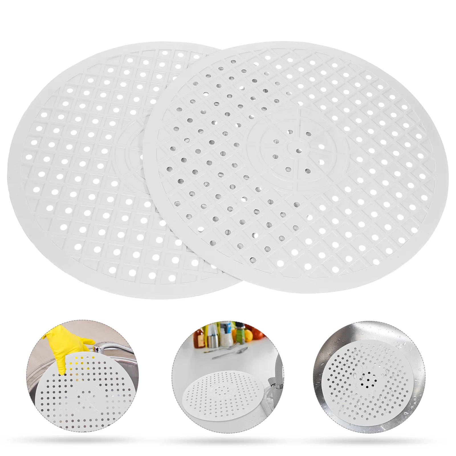 2 Pcs Drain Placemat Strainer Rubber Sink Kitchen Filter Mats and Protectors for under Bottom of