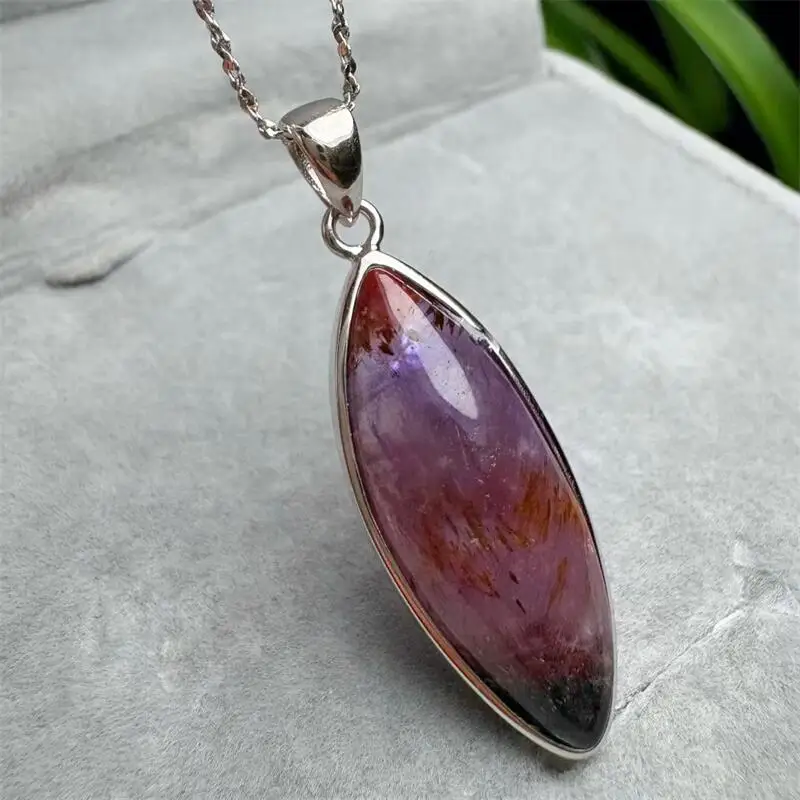 

S925 Natural Auralite Quartz Pendant DIY Necklace Fashion Healing Jewelry Gemstone Crystal Holiday Gift 1PCS
