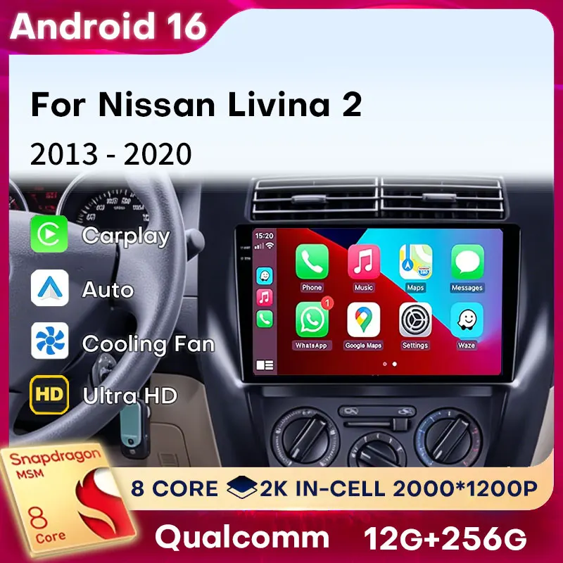 Android 16 For Nissan Livina 2 2013 - 2020 Car Radio Carplay Auto Multimedia Video Player Navigation 2din DSP 360 Camera WIFI