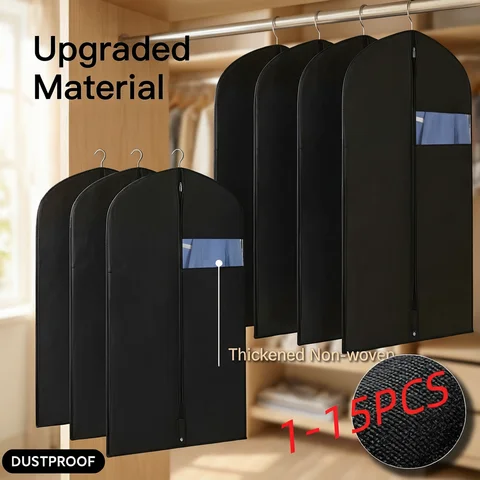 1-15PCS Dustproof Cloth Cover Bags Clothes Hanging Garment Dress Suit Coat Dust Cover Home Storage Bag Pouch Case Organizer
