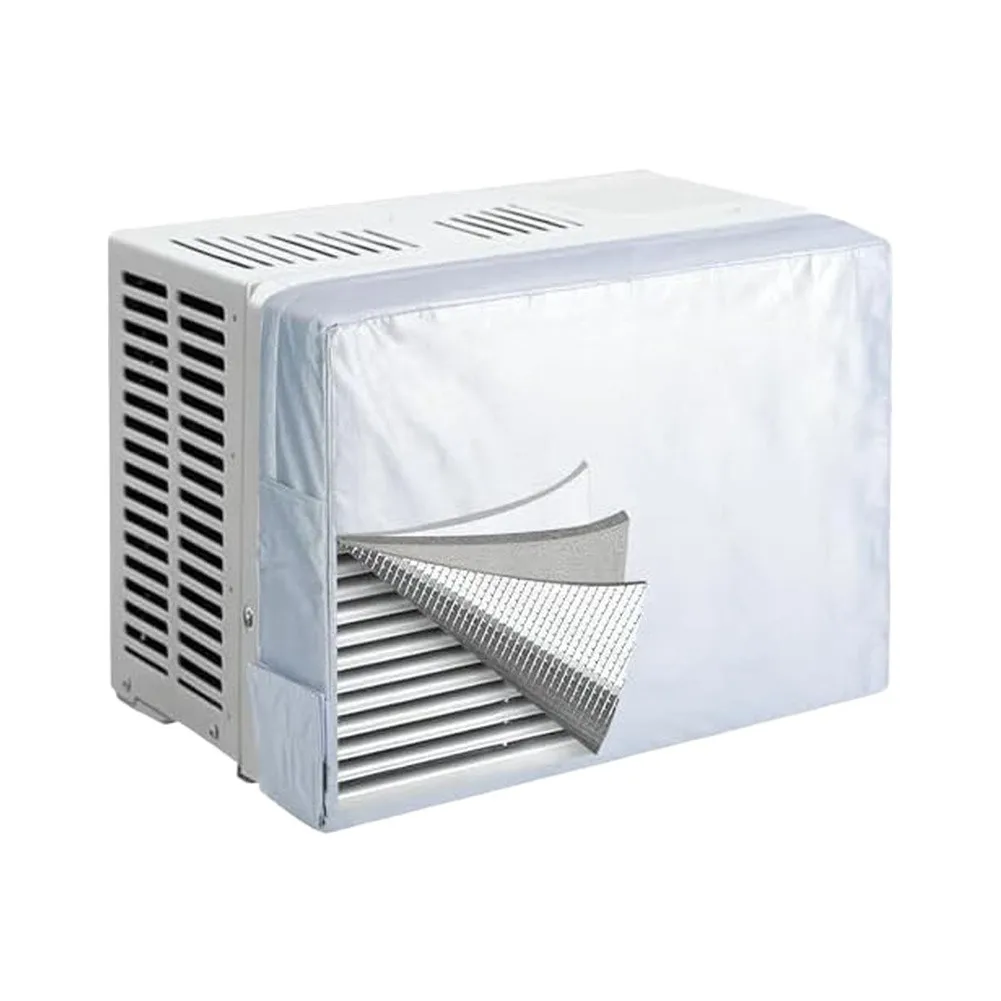 Insulated AC Cover with Side Pockets for Indoor Air Conditioner Waterproof Polyester Draft Blocker 43x33x9cm to 71x50x9cm