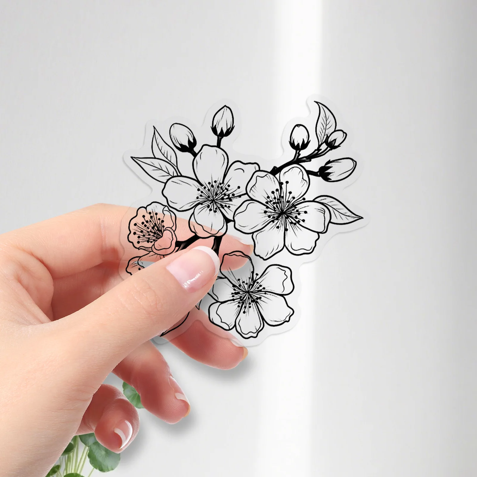 50Pcs Black White Floral Plant Stickers Waterproof Graffiti Decals for Skateboard Phone Case Scooter DIY Decor
