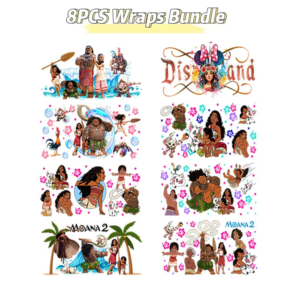 バンドルディズニー UV DTF カップラップ 16 オンスリビーガラス缶 DIY ステッカー漫画自己粘着洗える DIY キティフレンズ