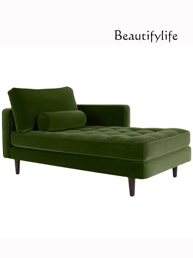 Simple Fabric Chaise Longue Beauty Bed Nordic Lazy Retro Small Apartment Velvet Bedside Bed