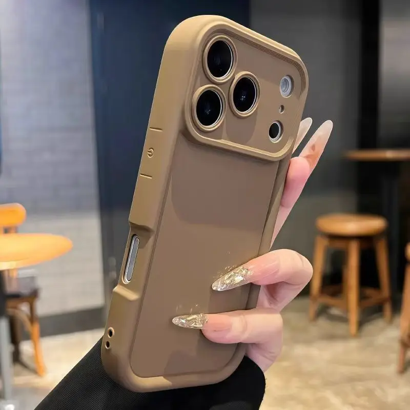 

Solid Color Matte Phone Case For iPhone17 16 15 1413Pro Max Shockproof Bumper TPU Cover With Camera Lens Protection Anti-Scratch