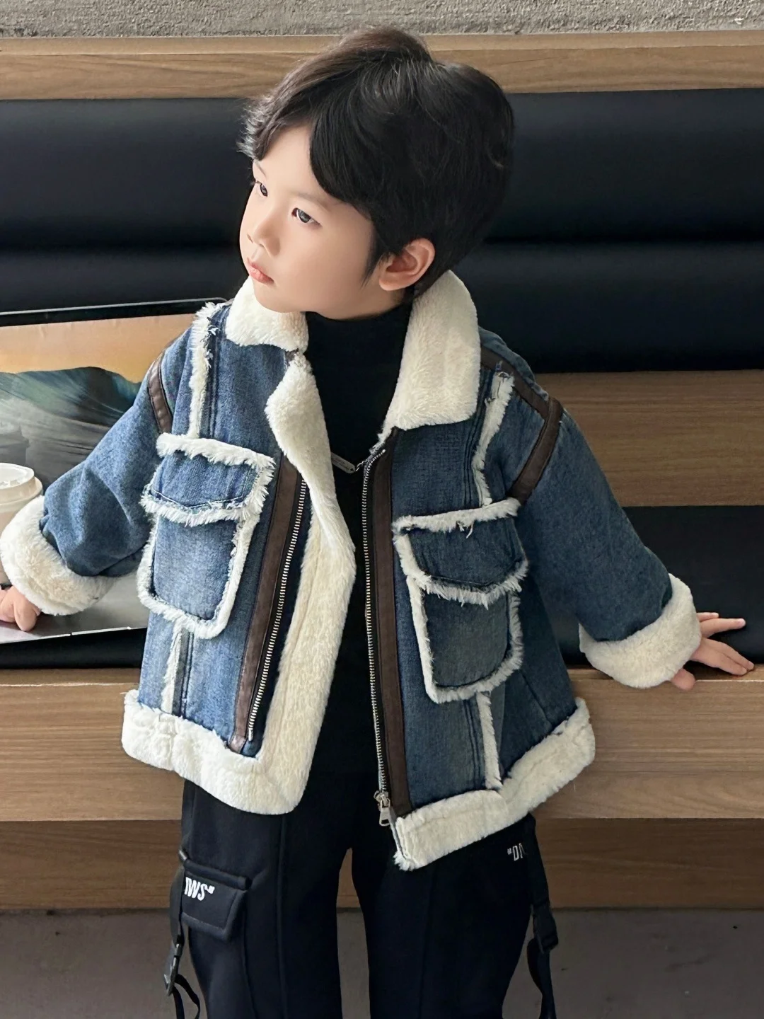 

Джинсовая куртка Thiened Fce для мальчиков, осенне-зимняя модная уличная одежда, молодежная цветная длинная све