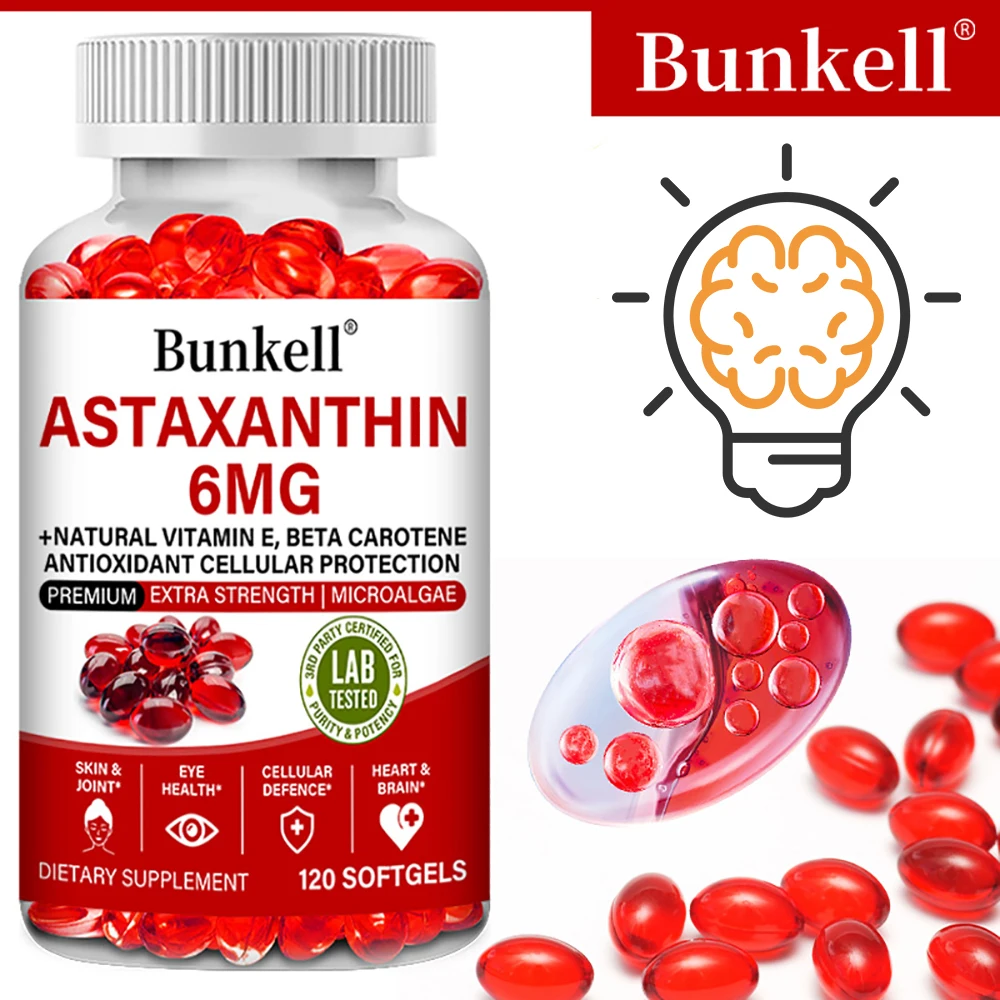 Astaxanthin Capsules - Anti-aging, Brightens Skin, Antioxidant, Supports Immune, Joint, Skin and Eye Health, Cellular Health