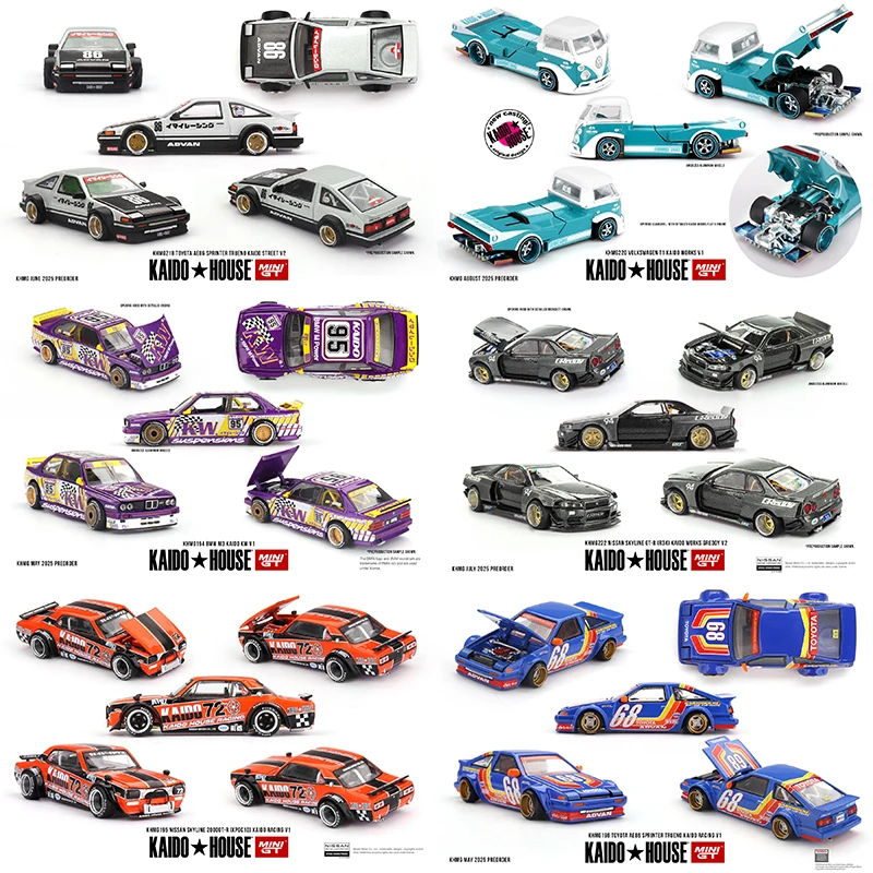 (고급) Kaido House + MINIGT 1/64 스카이라인 GT-R AE86 스프린터 Trueno 자동차 합금 자동차 다이캐스트 금속 모델 어린이 장난감 소년