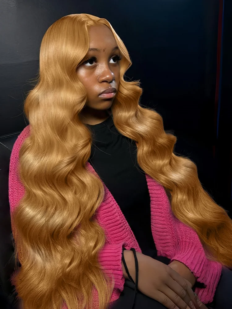 Body Wave Menselijk Haar Pruiken 13x6 hd Kant Frontale Pruik Honing Blonde Menselijk Haar Pruiken 13X4 Kant 27 #   Gekleurde menselijke haarpruiken voor vrouwen - afbeelding 2