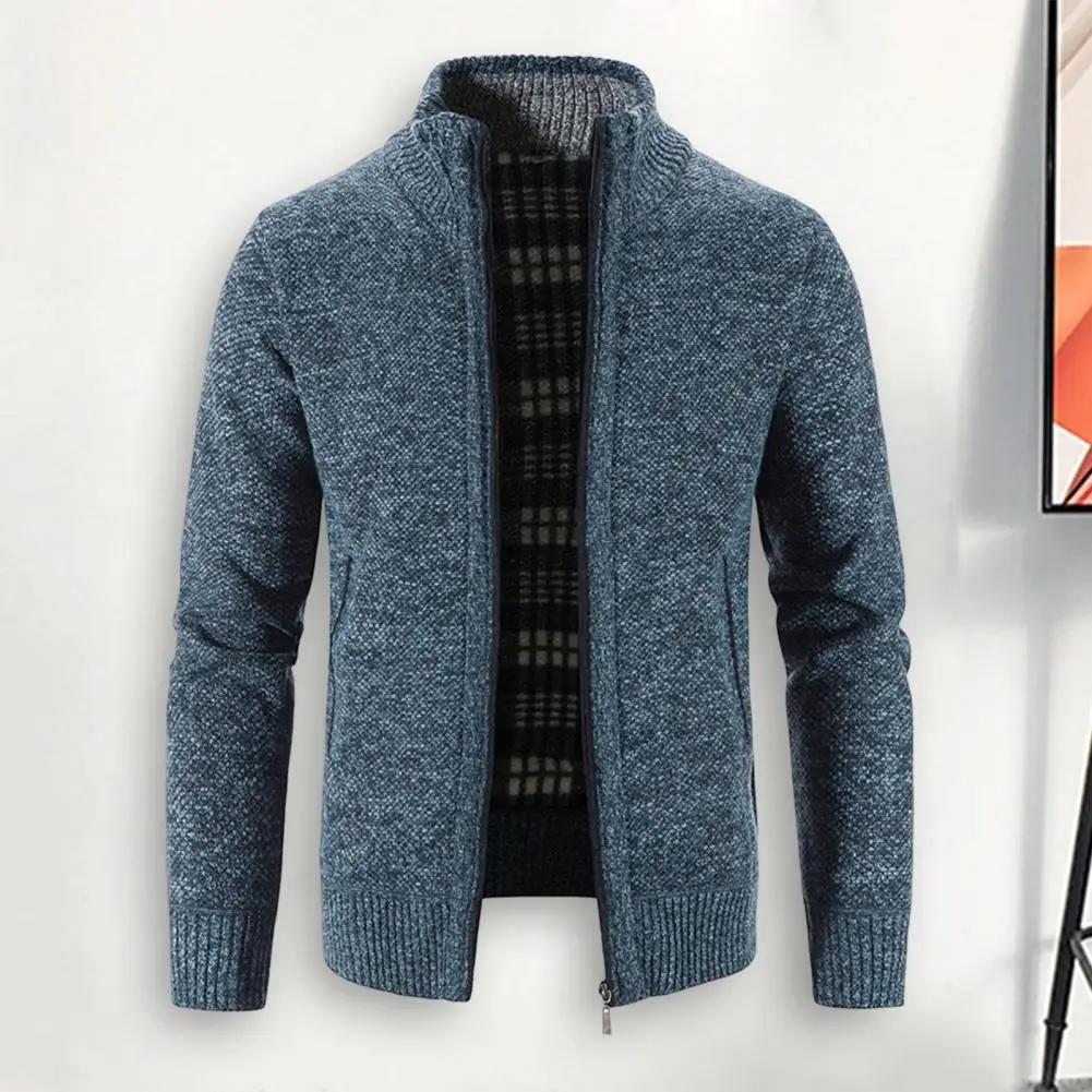 Winter Thick Men's Knitted Sweater Coat Long Sleeve Cardigan Fleece Full Zip Male Causal Large Size Clothing for Autumn