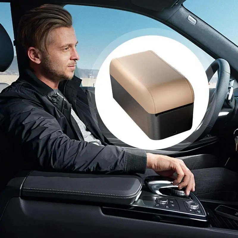 Car Armrest Box SUV Armrest Organizer Box Booster Pad Liftable Armrest Organizer With Cup Holder For SUV Auto Convertible Car