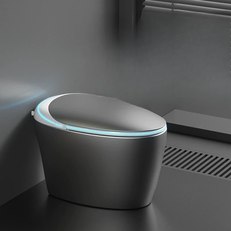 Gun gray color household egg-shaped smart toilet siphon integrated ceramic instant hot voice toilet