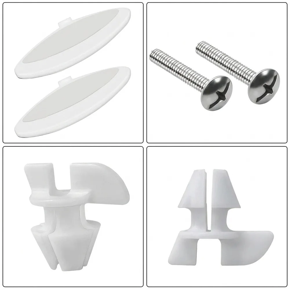 4Pcs Toilet Seat Bumpers With 2 Bolts 2 Screws Replacement Toilet Seat Rubber Pads Slip Kit White Toilet Lid Repair